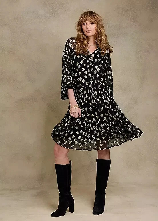 Together Schwarz/Gold Star Jacquard Abgestuft Kleid Übergröße UK 26 (fm168-3) - Bild 3 von 3