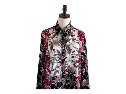 Reverly Womens Tunic Top Sz L Rose Floral Blouse BoHo Long Sleeves Artsy Hippie - Picture 3 of 22
