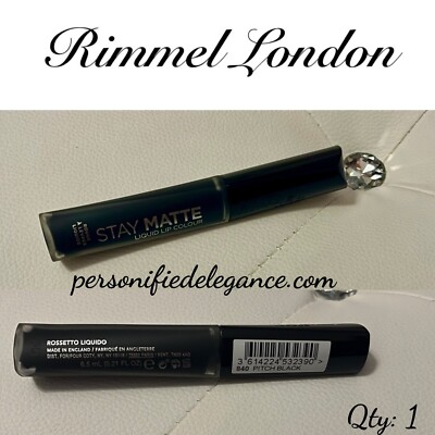 NEW Rimmel London Stay Matte Full Coverage Liquid Lip Color Pitch Black Full Sz