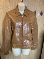 GENUINE REAL LEATHER TAN BROWN JACKET D2women