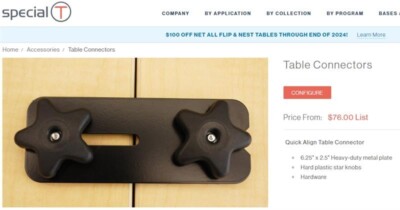 Special T Table Connector Heavy Duty Metal Best Deal Price to Sell Desk Corp !! 