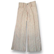 Deadstock Vtg 1970s UFO Vertical Stripe Bell Bottoms Flares Nappy Pants 28x30