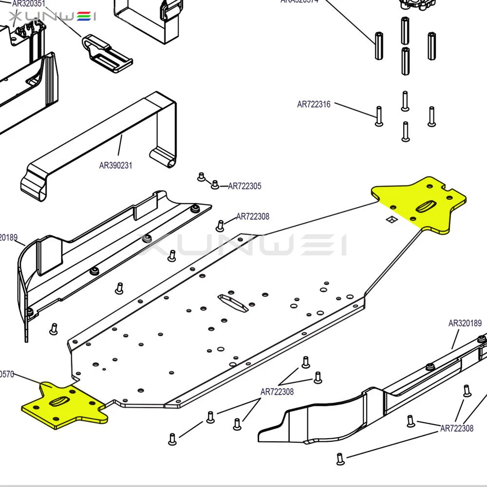 Front+Rear Stainless Steel Skid plate Chassis Armor for 1/8 RC ARRMA 6S Kraton - Image 2 of 4