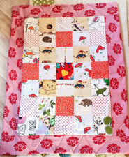 Handmade❤️ Baby Patschworkdecke Tiere Spieldecke Schlafdecke Wendedecke 114x87cm