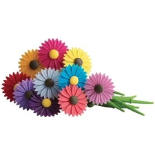 Trudeau Silicone Daisy Flower Wine Charms / Drink Markers - Set of 12
