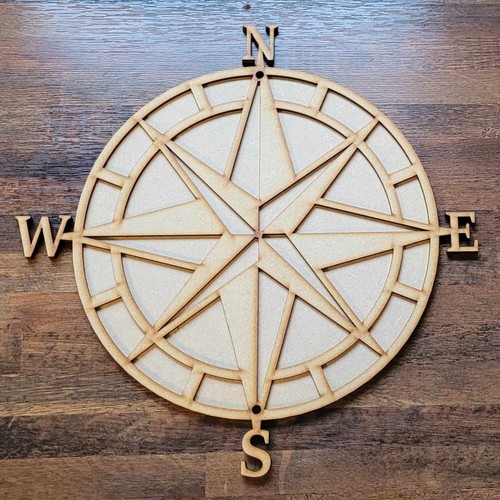 Large Wooden 3D Nautical Compass Ships Sea Sign Wall Door Hanging Plaque 6 mm - Picture 4 of 7