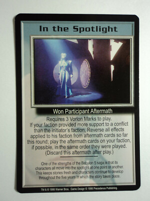 1998 BABYLON 5 CCG - THE SHADOWS - RARE CARD - IN THE SPOTLIGHT 