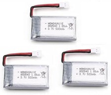 3-Pack 3.7V 500mAh Lipo Batteries for RC Drones - Compatible with Syma, Ch...