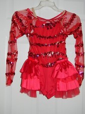 Weissman 7907 DANCE APOCOLYPTIC Red Sequin Biketard Jazz Tap Dance Costume Sz LC