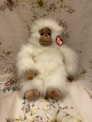 NEW 1994 TY Classic White Long Haired TANGO Chimp Monkey w/Tan Face & Hands