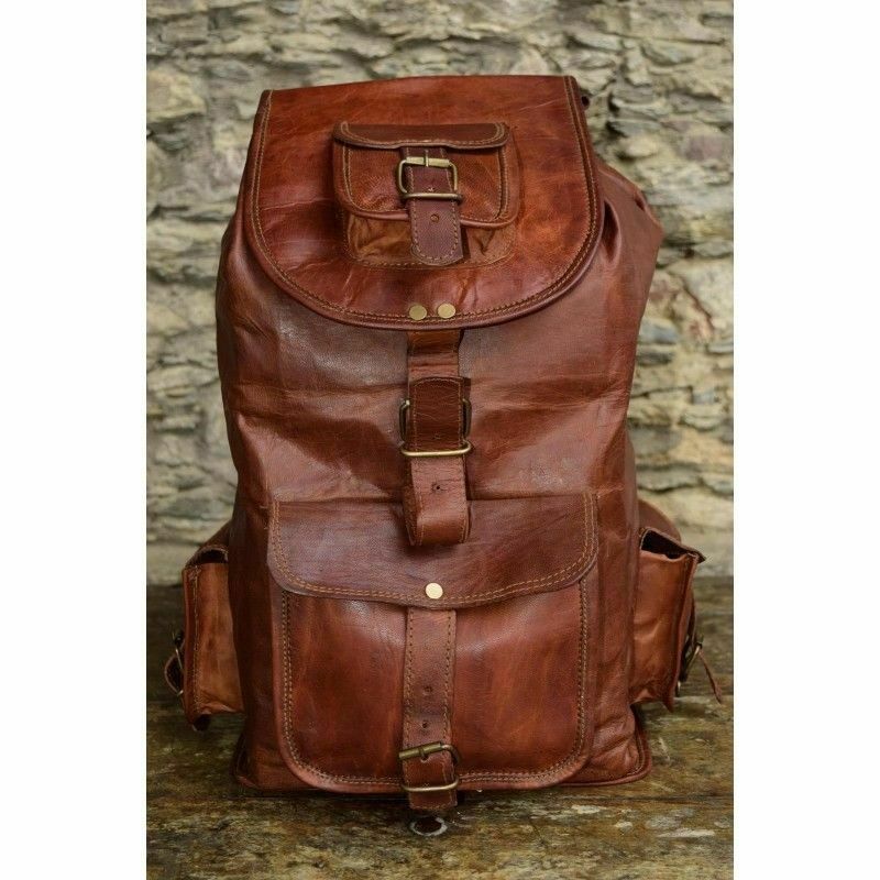 Vintage Goat Leather Messenger Laptop Backpack for Men & Women