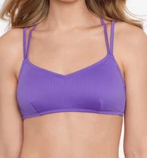 Salt + Cove Juniors' Raised Rib Strappy Bralette Bikini Top, Ultraviolet, XS