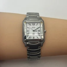 KANSAI NEW YORK Mens Quartz Watch Rectangle White Dial Roman Numerals SS #326A