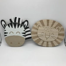 Lion and Zebra Wood Wall Decor Nursery Child's Room Art Horizon Group USA