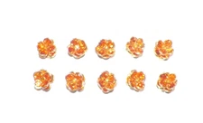 TEN (10) VINTAGE AUSTRIAN CRYSTAL BUTTON COVERS ORANGE  & GOLDTONE