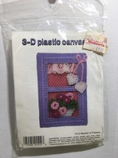 Vintage RS Designs 1988 3D Plastic Canvas Kit 1512 Basket of Flowers NEW