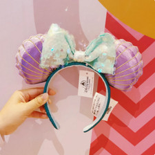 DisneyParks Minnie Ears Limited Party Mermaid Ariel Purple Iridescent Headband 