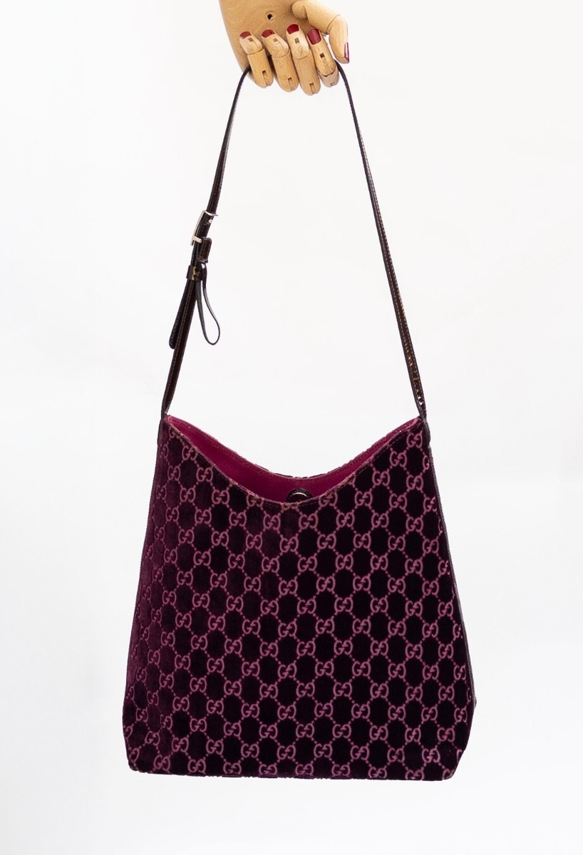 バッグ Vintage Gucci Purple Velvet Bag Gucci x Tom Ford Erra 1997 GG Monogram Velvet Bag in Purple | eBay UK
