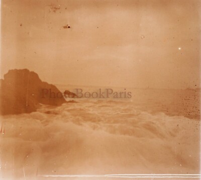 FRANCE Saint-Enogat La Mer 1928 Photo Stereo Plate Vintage V21L23n2
