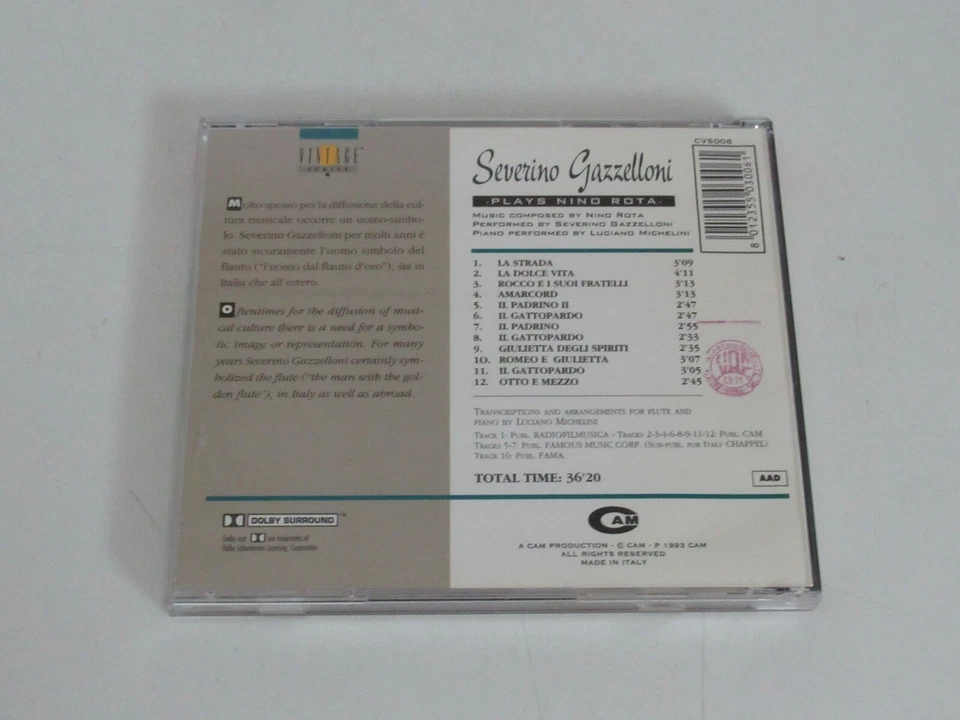 SEVERINO GAZZELLONI/PLAYS NINO ROTA(CAM CVS006)CD ALBUM - Bild 3 von 3