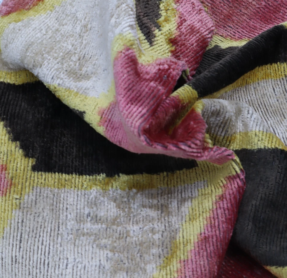 Handmade Geometric Soft Velvet Silk Throw Pillow Pink 16 X 16 in (40 X 40 cm) - Image 2 of 4