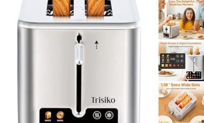 Touch Screen Toaster 2 Slice Smart Toaster with Digital Timer, Stainless Steel