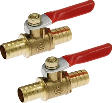 2Pcs Brass Water Ball Valve 3/8" Hose ID Shut off Valve Hose Barb Tubing Connect