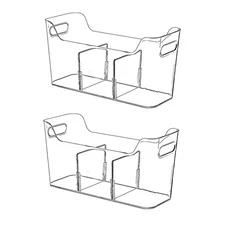 Tall Narrow Clear Bins with Dividers, Plastic Containers for Organizing Kitch...