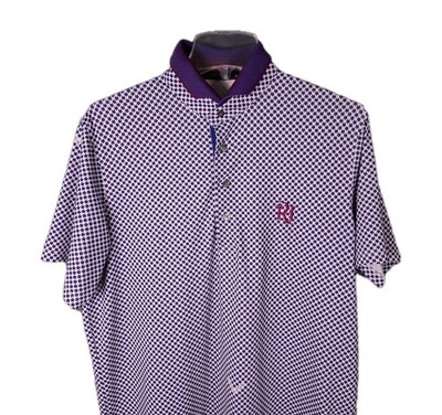 Greyson Men s Medium Golf Polo Allover Logo Stretch Performance Rolling Hills CC