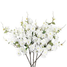 5 PCS Cherry Blossom Branches 30 Inch Artificial Silk Flowers White Decor