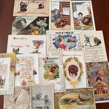 Lot Of 15 Antique Thanksgiving Postcards Post...