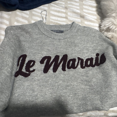 PRIMARK Gray Le Marais Logo Knit Crew Neck Pullover Sweater Juniors L