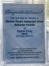 STEPHEN ERCEG 2025 TOPPS CHROME UFC ROOKIE AUTOGRAPH GREEN RC AUTO /99 Q3882