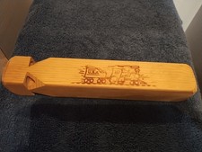 Vintage Wooden Train Whistle 8" USA Train and Coal Car Blowing Smoke Locomotive.