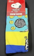 Peanuts Snoopy Playing Tennis Crew Socks Unisex US Size 6-13