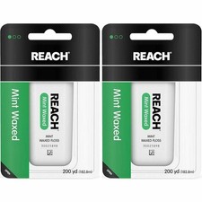 Reach Waxed Dental Floss Plaque Food Remover Refreshing 200 yd Mint 1ct 2 Pack