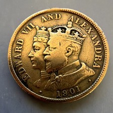 Edward VII & Alexandra 1901 Bronze Commemorative Medal Queen Victoria Memorial