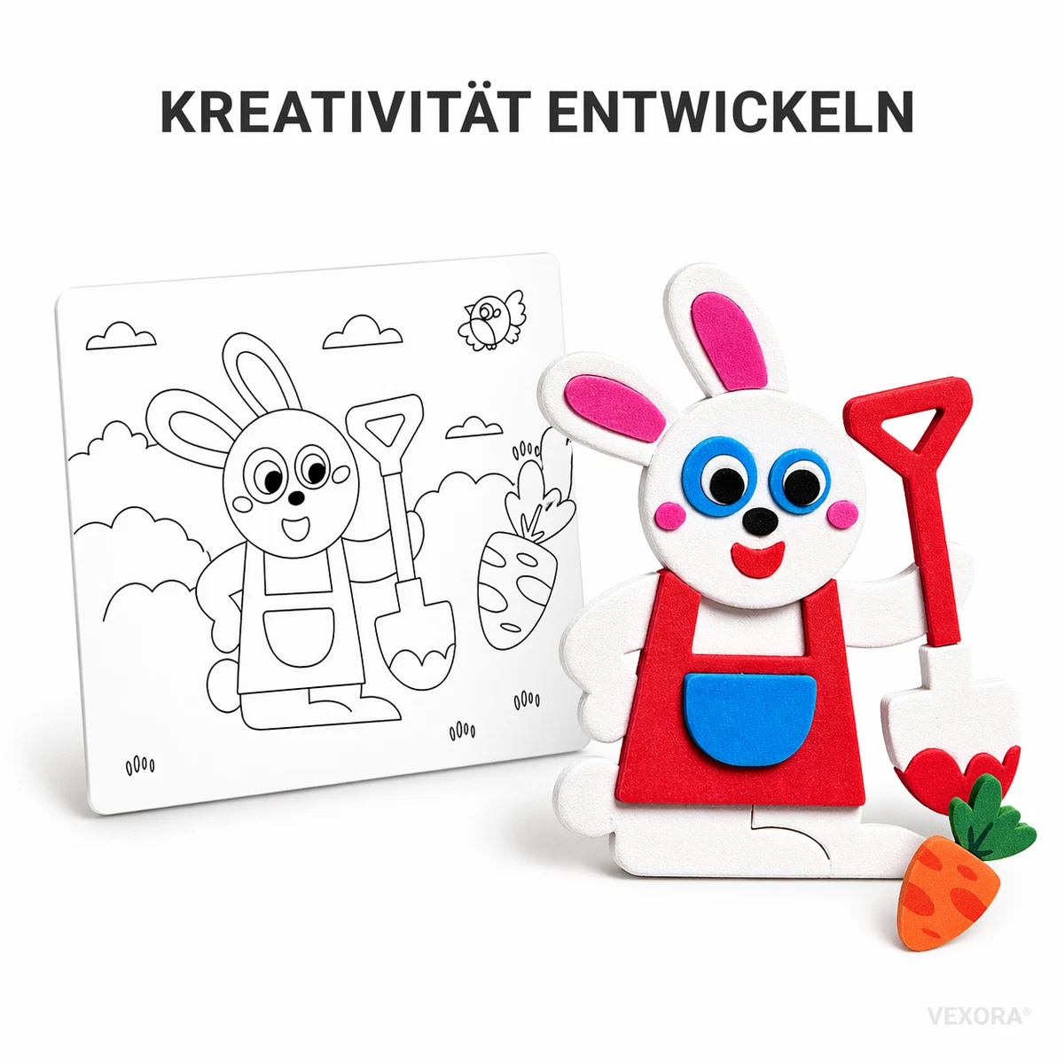 Kinder Bastelset EVA Sticker Mosaik Selbstklebend Kreativ Motorik DIY 3D