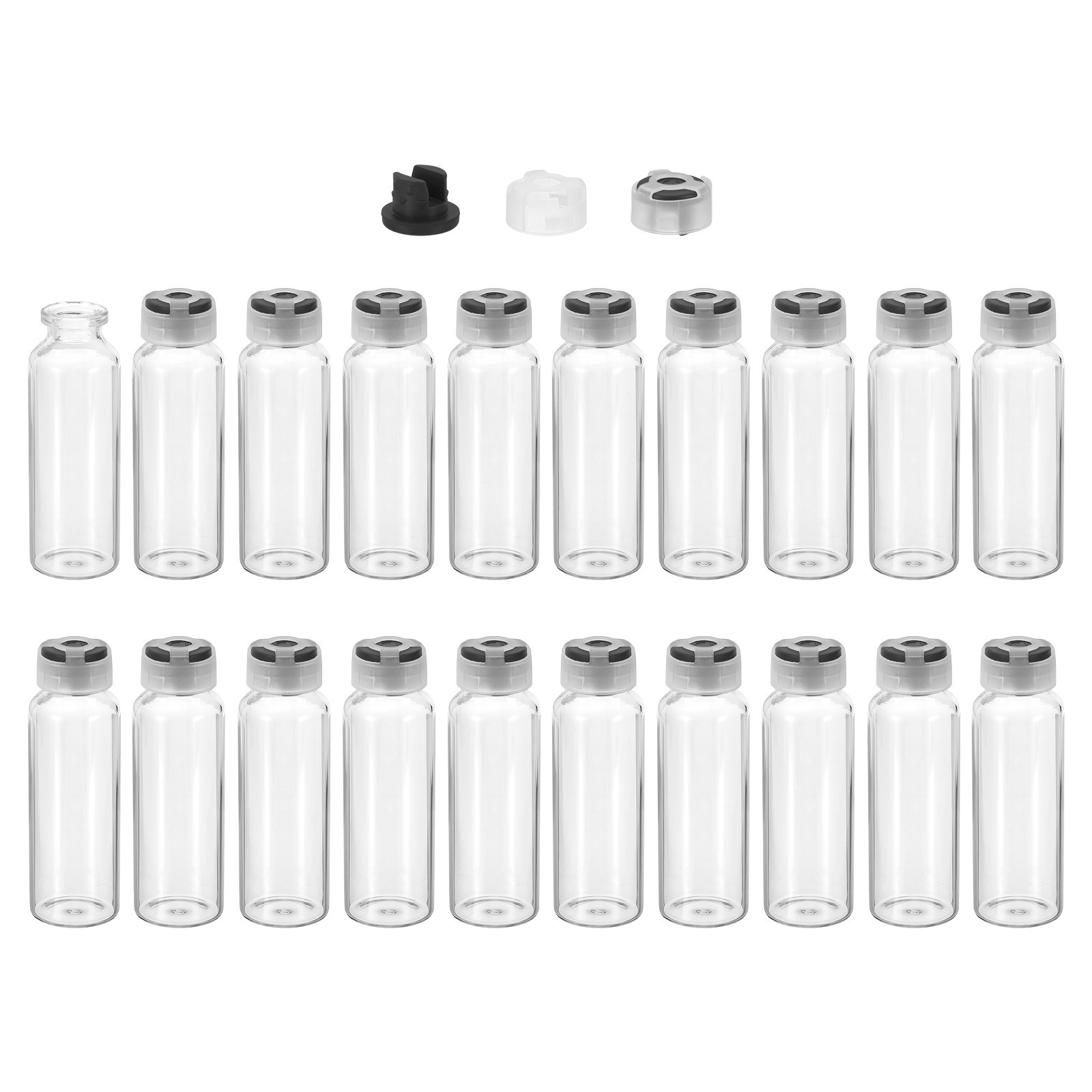 30ml Clear Glass Sample Vials, 20Pcs Small Liquid Bottles, B
