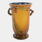 Roseville Pine Cone Brown 1936 Vintage Art Pottery Ceramic Handled Vase 838-6