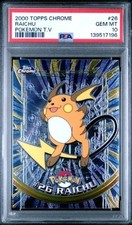 Pokemon T.V. Topps 2000 cromado #26 RAICHU PSA 10 GEMA COMO NUEVA GRADO MODERNO ATURDIDOR