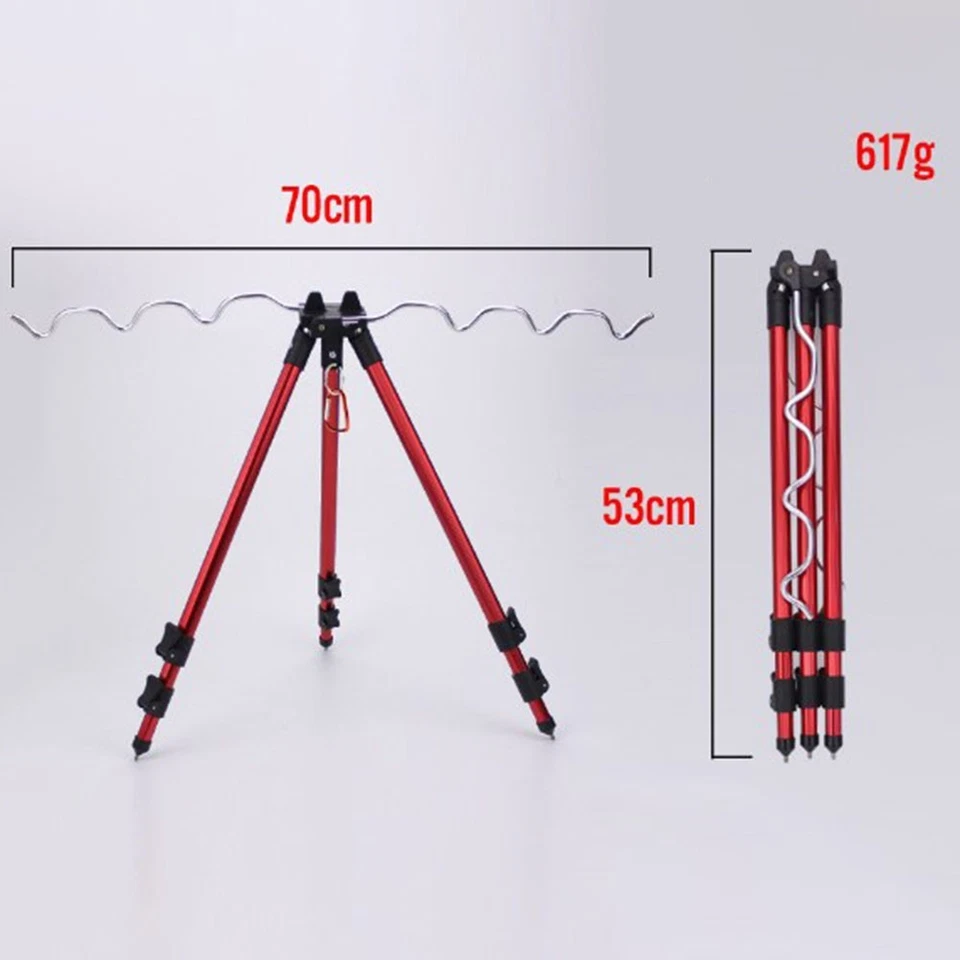 Supporto Canna da Pesca Attrezzatura Pieghevole Retrattile Argento/Rosso / Bule - Immagine 3 di 4