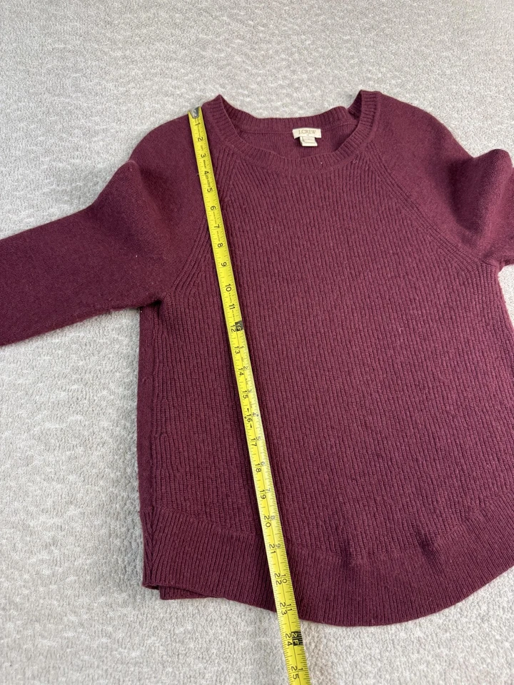 Свитер женский J.Crew средний бордовый мериносовая шерстяная смесь реглан высокий низкий C9719 - Изображение 3 из 4