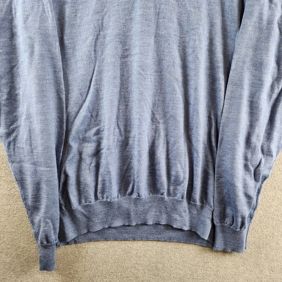 Peter Millar Crown Autumn Crest 1/4 Zip Wool Blend Sweater Mens XXL Regatta Blue - Image 3 of 4