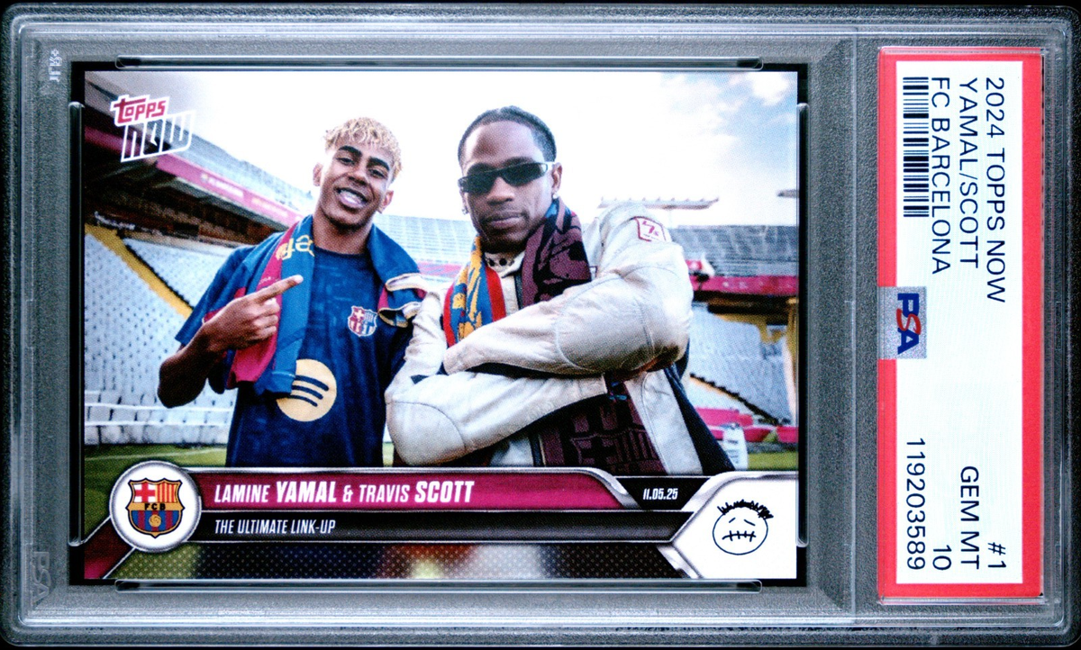 2024 Topps Now Lamine Yamal/Travis Scott FC Barcelona PSA 10