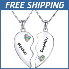 Sterling Silver Mother Daughter Heart Necklaces Set