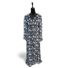 Joie Black Floral Print Long Sleeve Maxi Wrap Dress Size L NWT