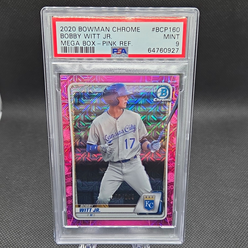 Topps 2020 Bowman Chrome Bobby Witt Jr. BCP-160 Pink Refractor /199 PSA 9