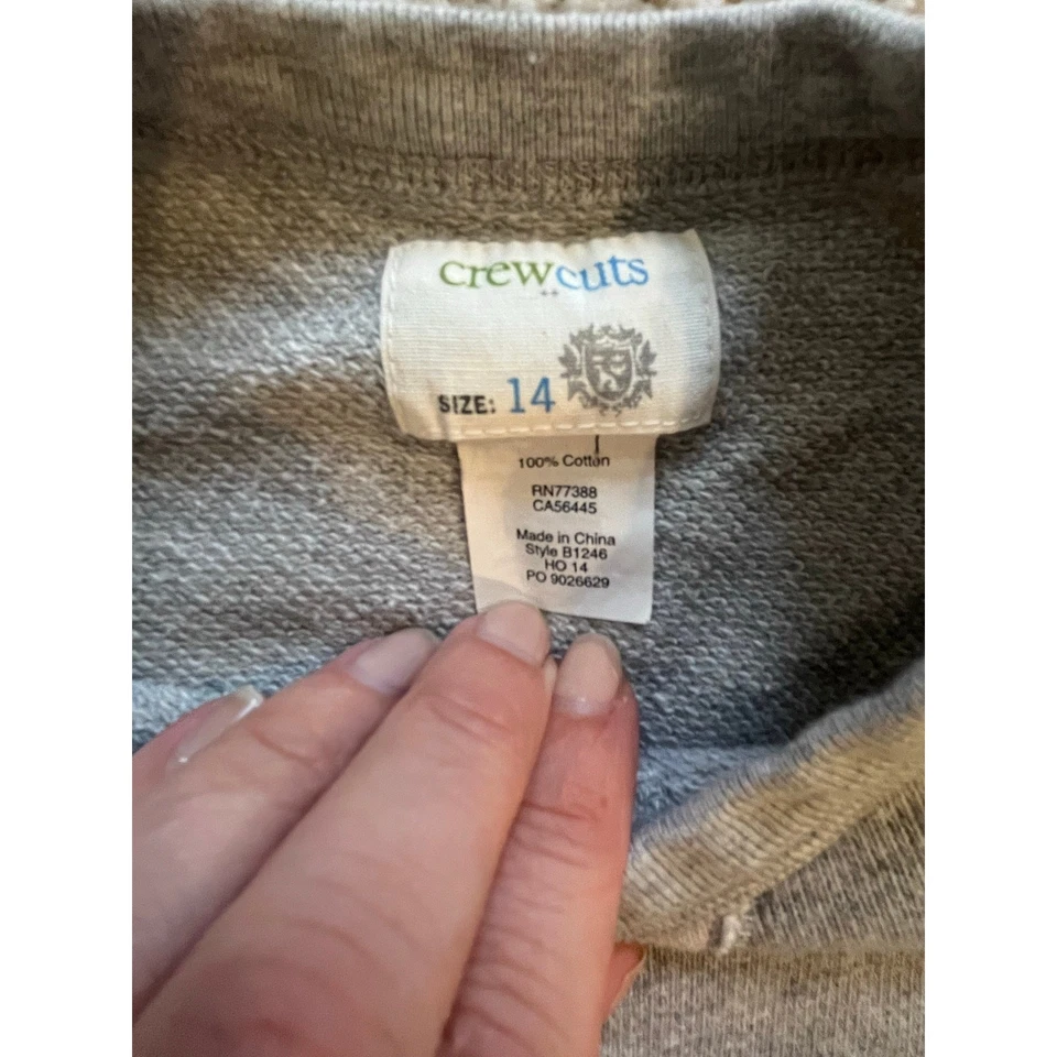 Sudadera Crewcuts Niños Outlet Talla 14 Gris y Crema Colorblock 100% Algodón Foto 2 de 4