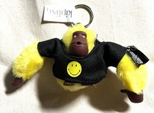 NWOT KIPLING Yellow 2 Monkey W/ T-shirt Smile Face Key Chain Bag Charm Fob RARE